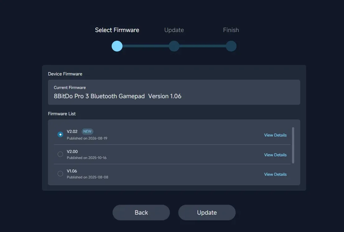 Ilustrasi 8bitdo pro 3 bluetooth gamepad web upgrade tool 8BitDo Rilis Web Updater Firmware Controller, Pengguna Steam