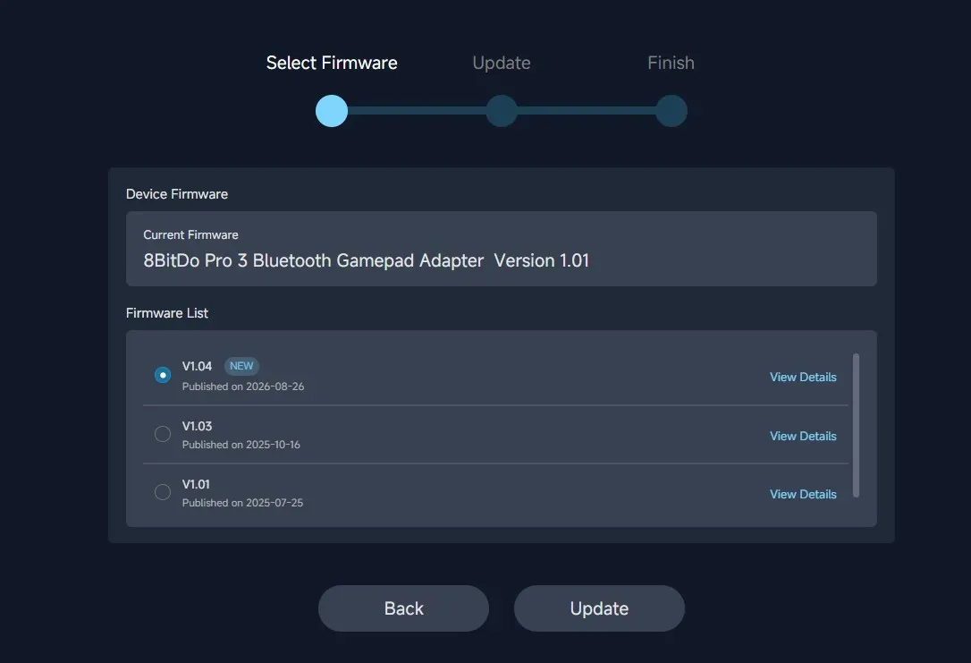 Ilustrasi 8bitdo pro 3 bluetooth adapter web upgrade tool 8BitDo Rilis Web Updater Firmware Controller, Pengguna Steam