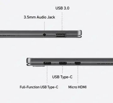 Foto tampak port belakang dan konektivitas I/O Acer A543 Hadir: Tablet Windows 14 Inci dengan RAM 16 GB