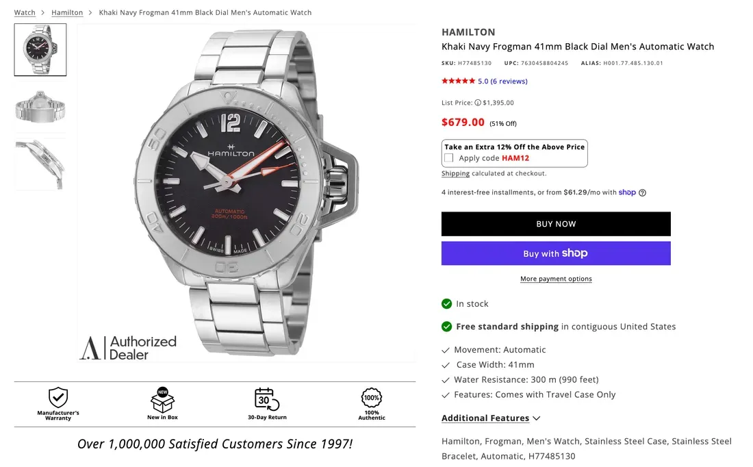 Foto tampilan multi-monitor dan display Jam Tangan Selam Swiss Hamilton Frogman Diskon Nyaris 60 Per
