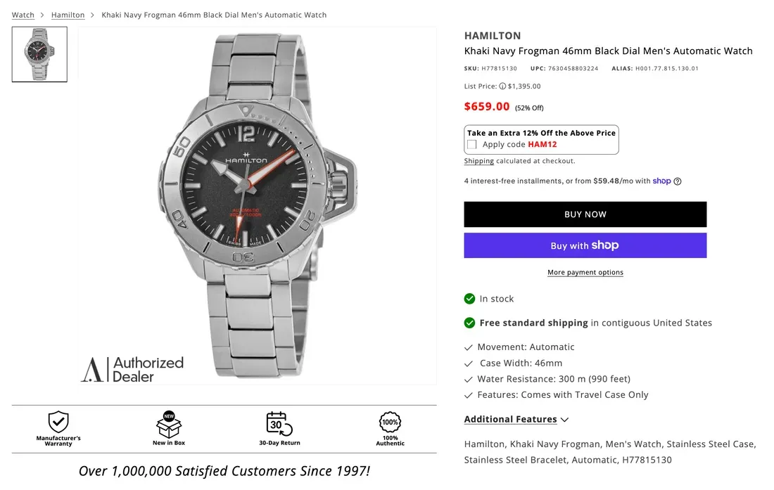 Foto tampilan multi-monitor dan display Jam Tangan Selam Swiss Hamilton Frogman Diskon Nyaris 60 Per
