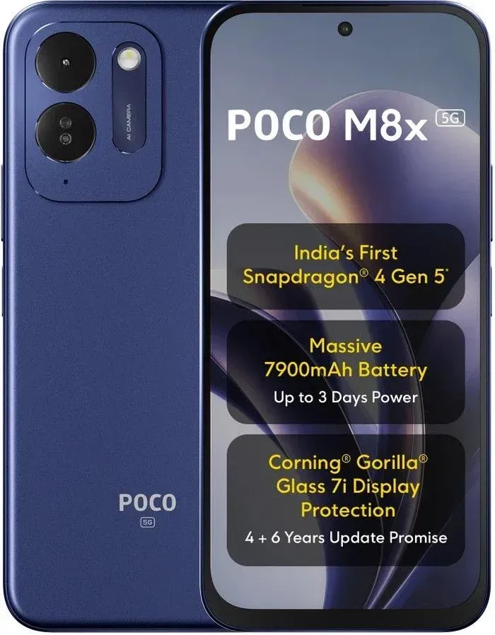Ilustrasi poco m8x 5g blue Poco M8x 5G Resmi Meluncur dengan Baterai Monster dan Chipse