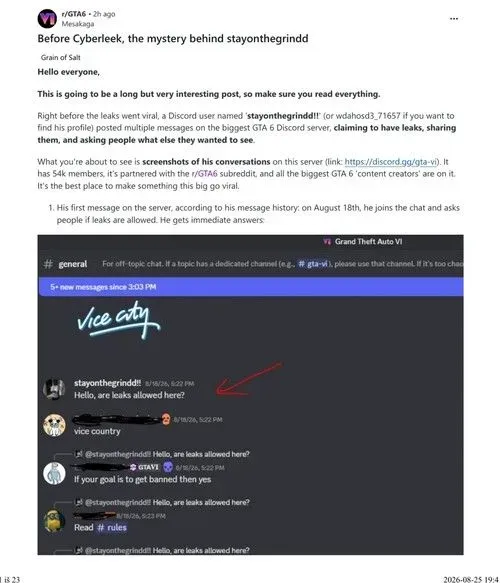Ilustrasi csm cyberleekdiscord1 278b60a2a9 Sebelum Viral, Bocoran GTA 6 Ternyata Sudah Beredar di Disco