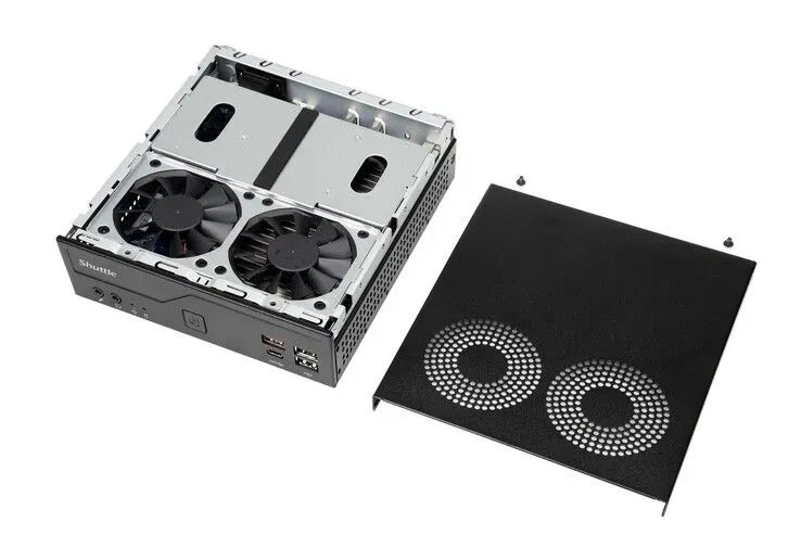Foto jeroan komponen internal dan motherboard Shuttle Luncurkan PC Mini Gahar: Intel Core Ultra, RAM 96 GB