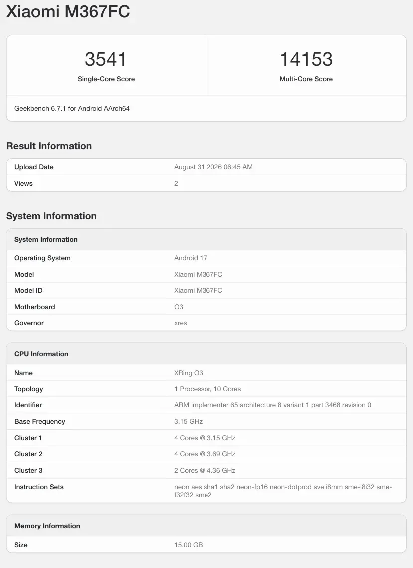 Ilustrasi xring o3 xiaomi pad 9 pro max geekbench Xiaomi Pad 9 Pro Max Muncul di Geekbench: Pakai Chipset Xrin
