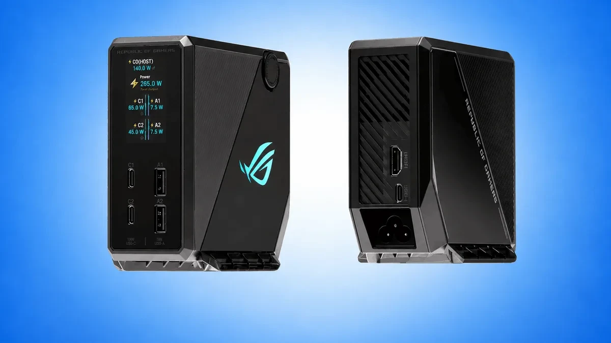 ASUS ROG Flux Charger Dock 260W dengan layar LCD 1,9 inci dan port HDMI 2.1