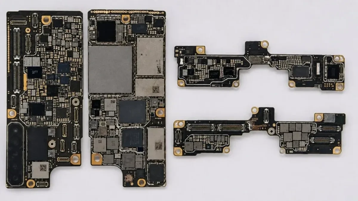 Bocoran papan sirkuit motherboard iPhone lipat Apple dengan chip A20 Pro