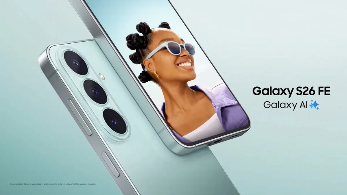 Samsung Galaxy S26 FE dengan layar Dynamic AMOLED 2X dan tiga kamera belakang