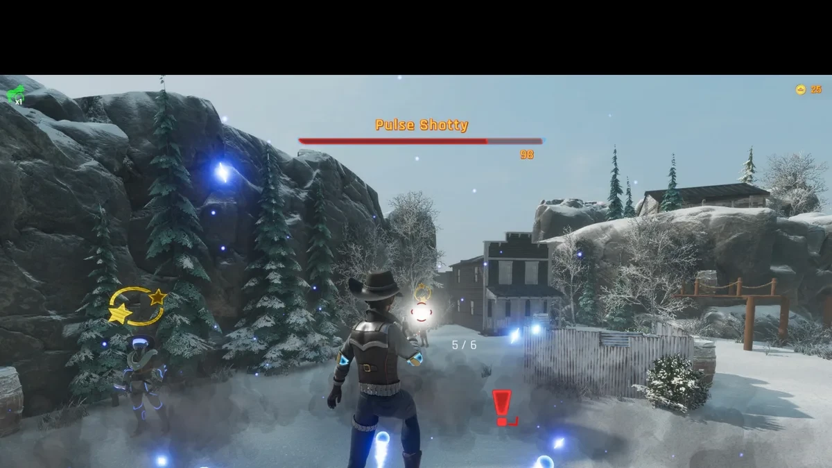Gameplay Cowboy 3030 menampilkan aksi tembak-menembak futuristik bergenre roguelike shooter