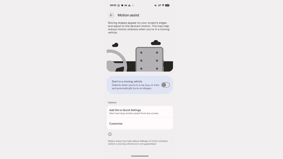 Ilustrasi smartphone Google Pixel menampilkan fitur Motion Assist di Android 17