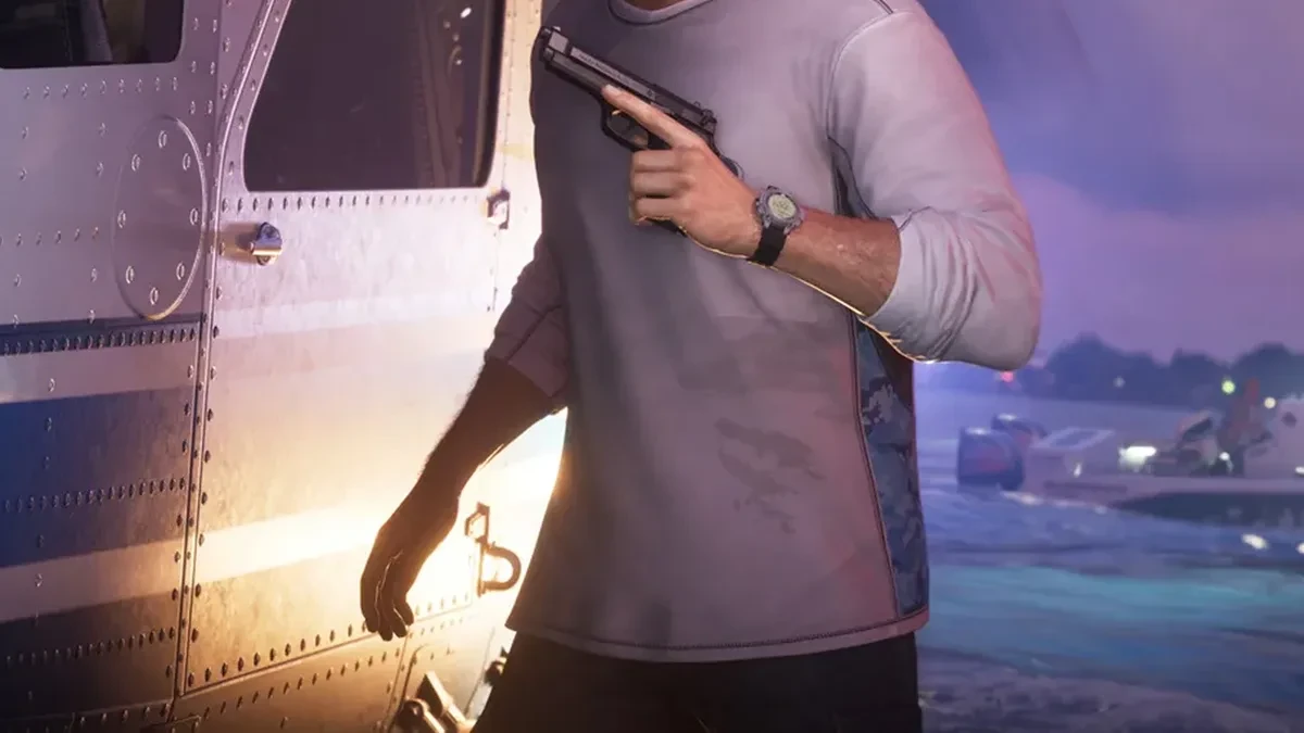 Jason dan Lucia mencuri kendaraan menggunakan sistem keamanan baru di GTA 6 Vice City