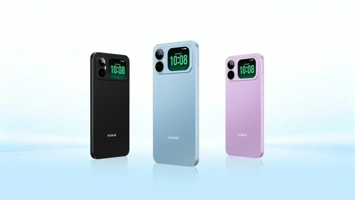 Tampilan smartphone Honor Play 20A dengan layar sekunder belakang dan baterai jumbo