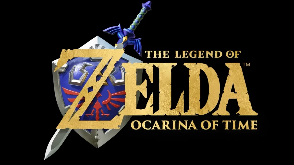 Ilustrasi acara Nintendo Direct dan logo Zelda Ocarina of Time
