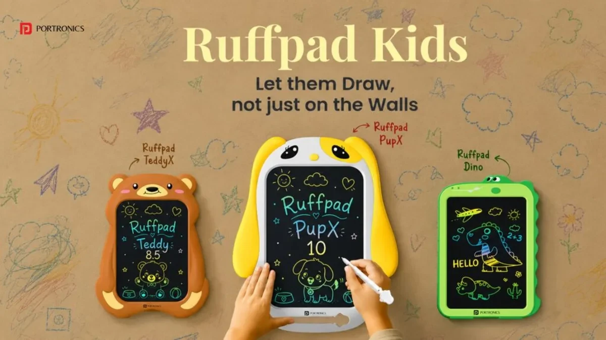 Papan tulis digital LCD Portronics Ruffpad untuk anak-anak