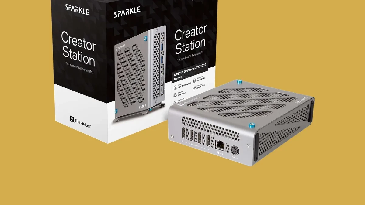 Sparkle Creator Station TCX-280DF eGPU dengan Thunderbolt 5 dan berbagai port konektivitas