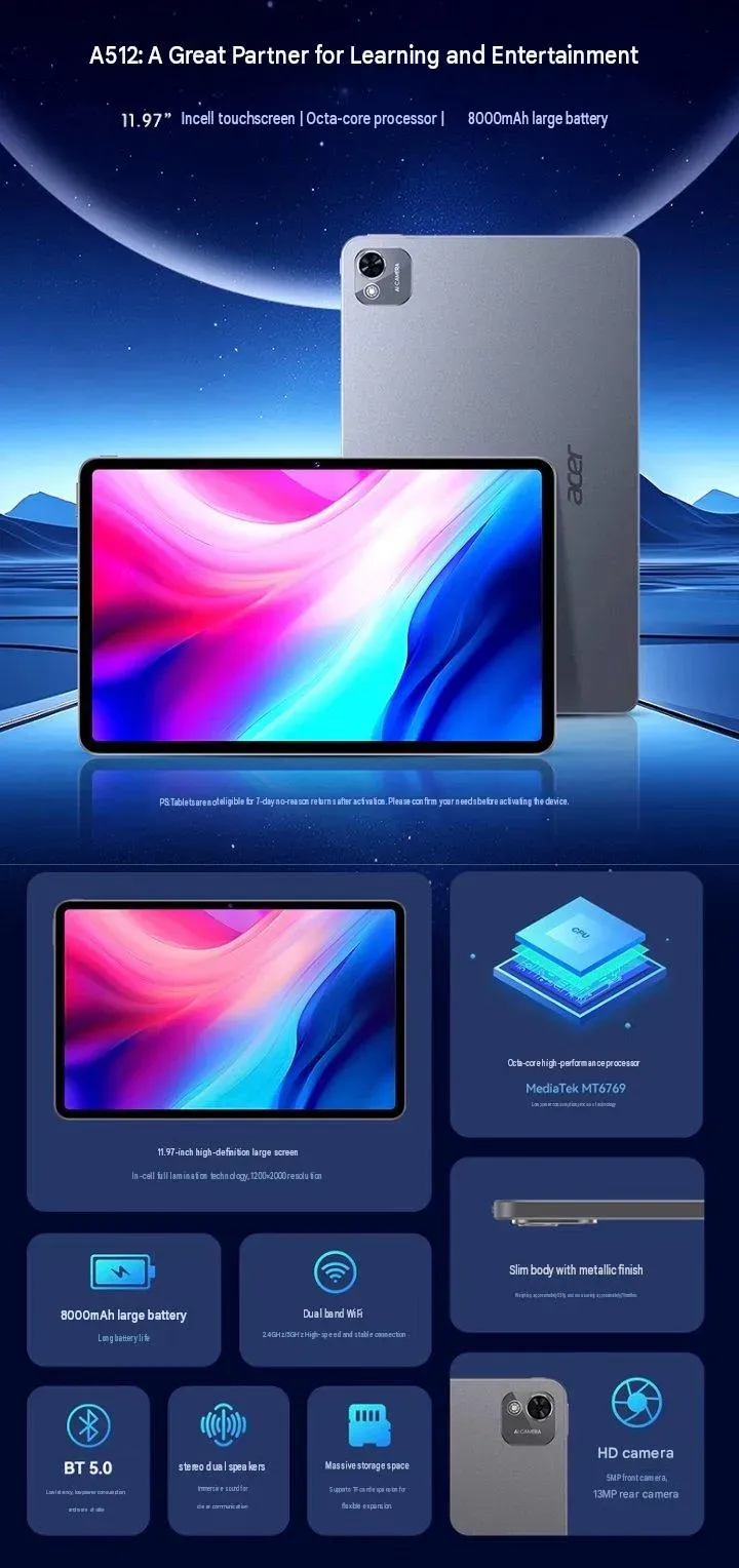 Ilustrasi acer a512 tablet specs Acer A512 Resmi Meluncur: Tablet 12 Inci Murah Baterai 8.000