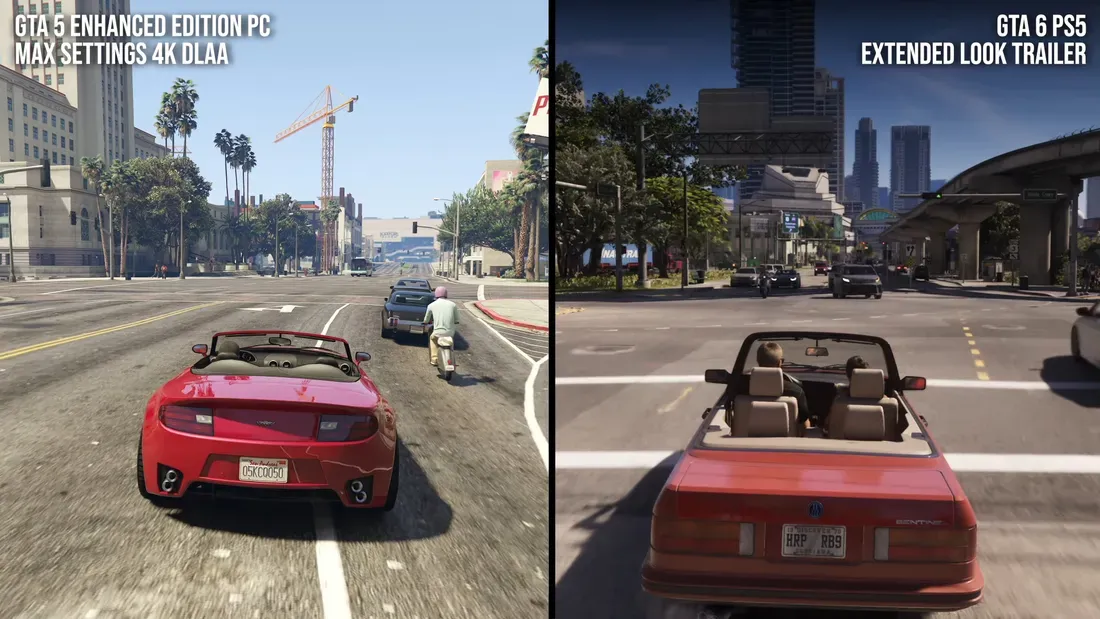 Ilustrasi gta5vs6 driving Adu Visual GTA 6 di PS5 vs GTA 5 PC Ultra: Mana yang Lebih M