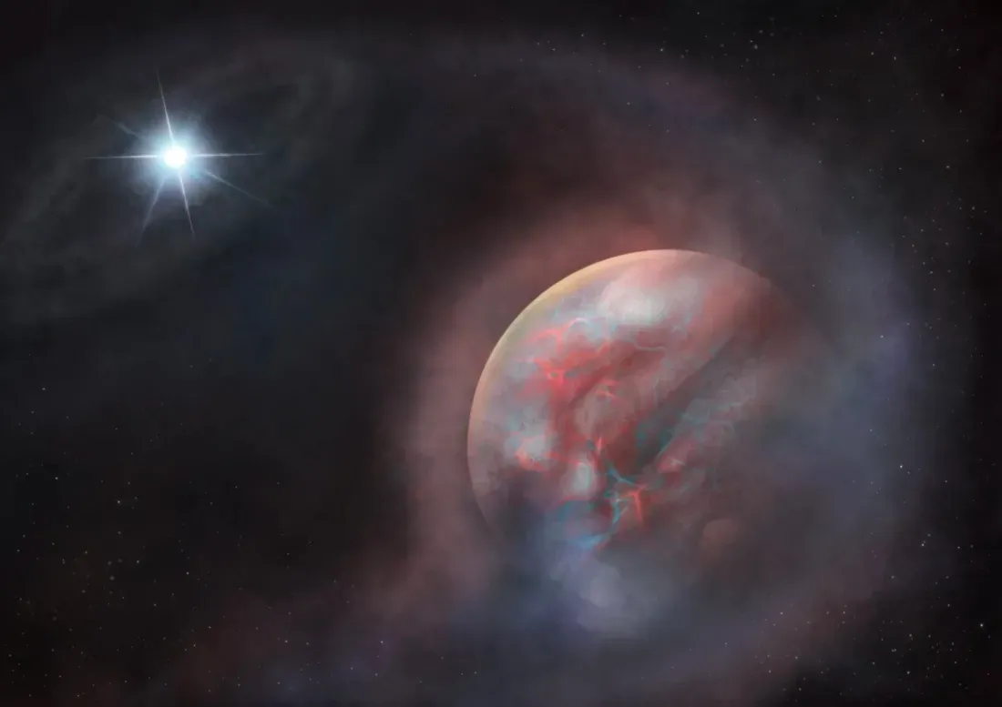 Ilustrasi eksoplanet mengorbit kerdil putih HS 0209+0832