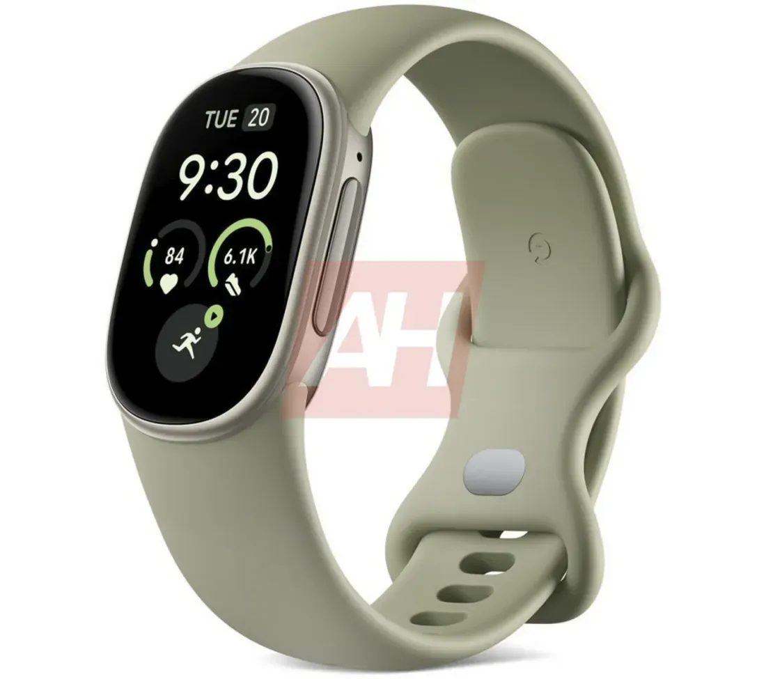 Google Fitbit Edge varian hijau Olive dengan bingkai dua warna