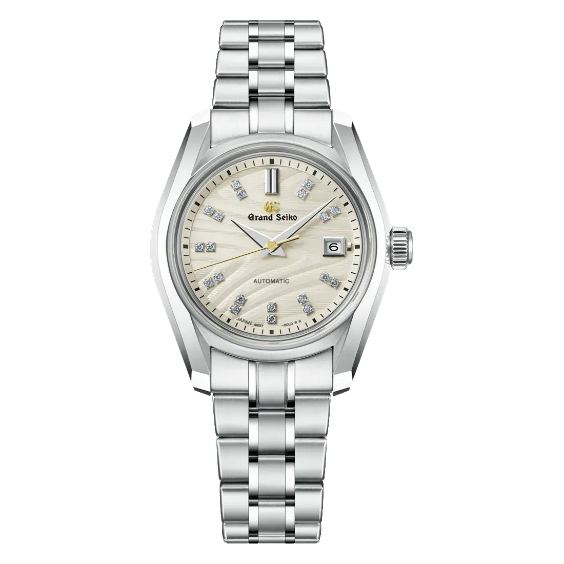 Bagian depan jam tangan Grand Seiko STGK039 dengan hiasan berlian