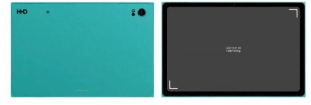 Kontak ekspansi bawah HMD Slate Tab 5G untuk koneksi keyboard dock