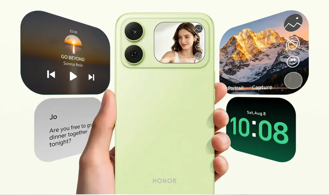 Detail layar sekunder belakang Honor Play 20C