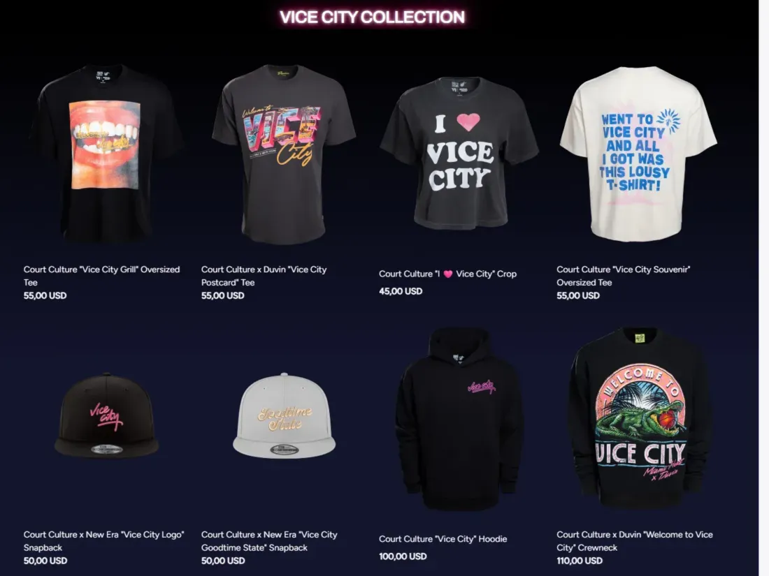 Koleksi merchandise Vice City Collection dari label Court Culture Miami Heat