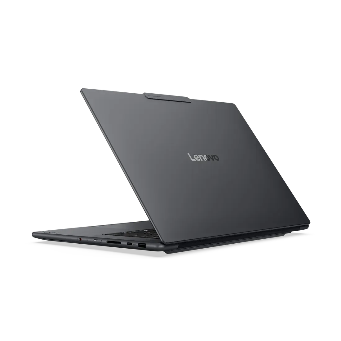 Profil samping laptop Lenovo Pro 9n menunjukkan kelengkapan port