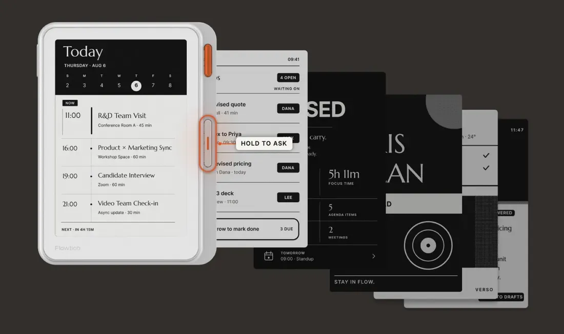 Ilustrasi verso4 Mengenal Flowtica Verso: Perekam Suara AI Berlayar E-Paper d