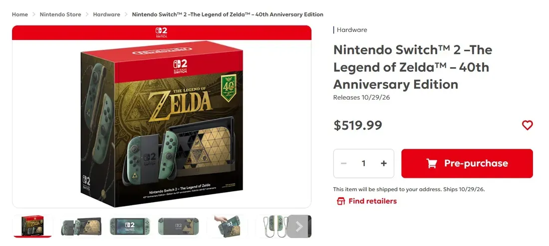 Ilustrasi zelda 40th anniversary switch 2 Nintendo Restok Switch 2 Edisi Spesial Zelda 40th Anniversar