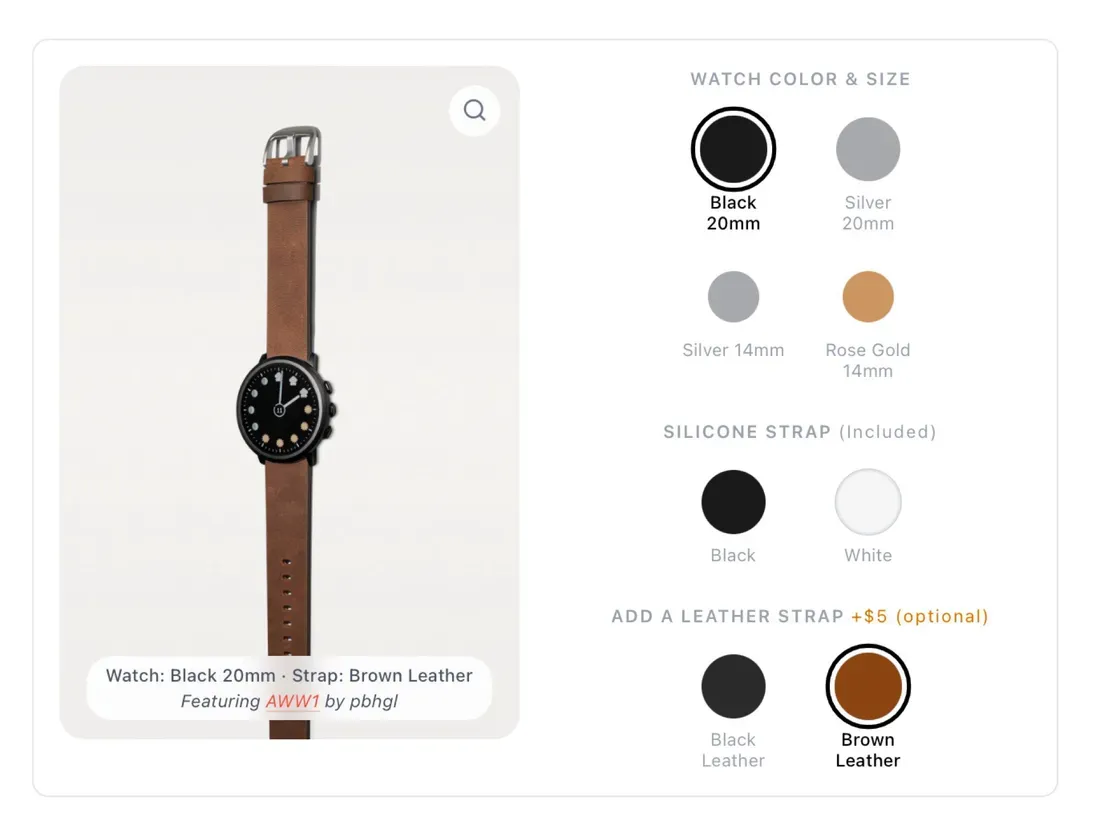 Pebble Round 2 hadir dalam varian warna silver, gold, dan black dengan dua ukuran strap