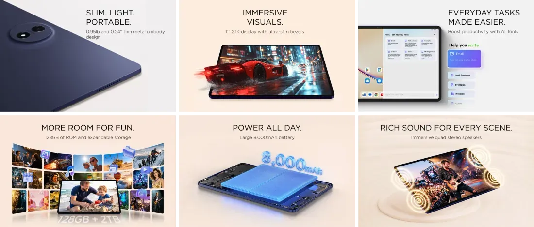 Ilustrasi tcl tab a1 features TCL Rilis Tablet 11 Inci Murah Tab A1 & NxtPaper Layar 90Hz