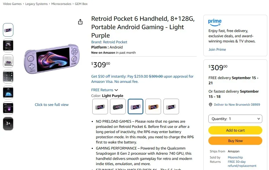 Ilustrasi retroid pocket 6 8gb version amazon Usung RAM 12GB, Handheld Retroid Pocket 6 Kini Dijual Resmi