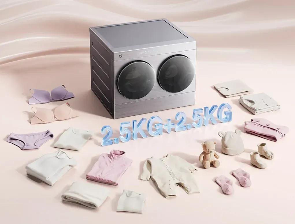 Ilustrasi xiaomi dual drum mini washer dryer 1 Xiaomi Rilis Mesin Cuci Ringkas Dua Tabung Mijia, Solusi Hig