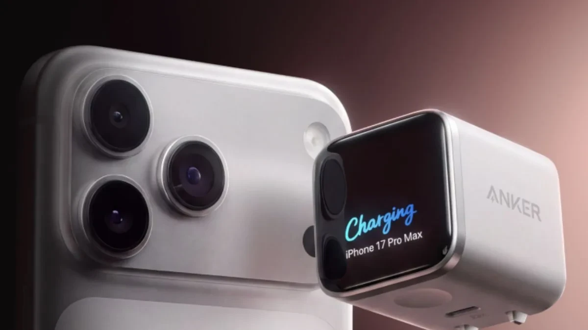 Anker 45W Smart Plus Charger dengan layar pemantau daya pintar dan engsel lipat