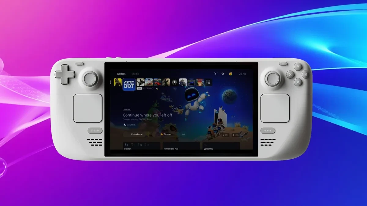 Aplikasi Asobi Remote Play dijalankan pada konsol portabel Steam Deck