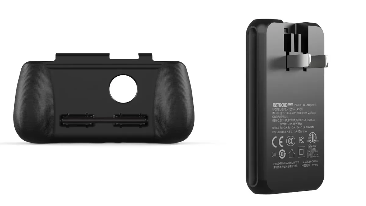 Aksesori resmi Retroid Pocket Duo grip case dengan stylus dan charger