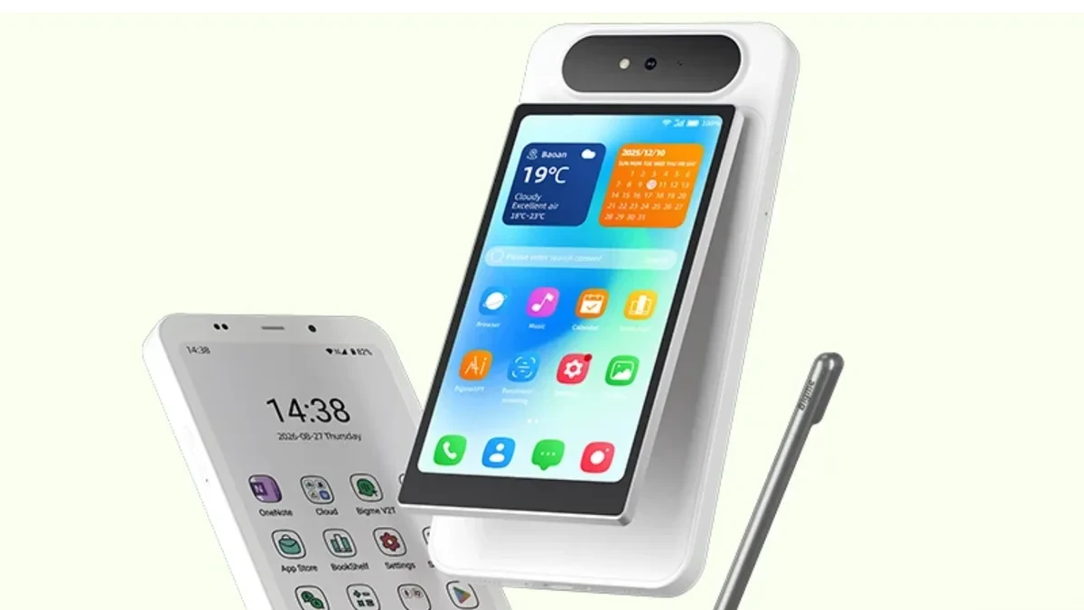 Bigme HiBreak Dual 3 dengan layar E-Ink utama dan LCD magnetik di bagian belakang