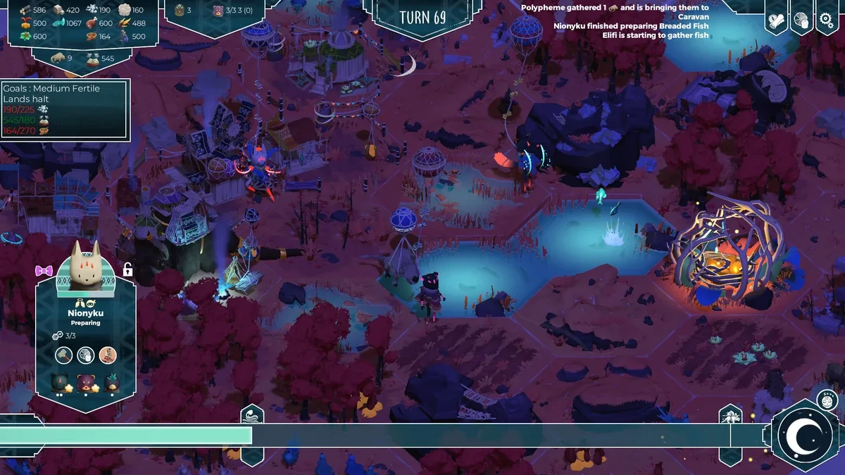 Tampilan visual gameplay bernuansa damai dan penuh warna dalam game As Far As The Eye