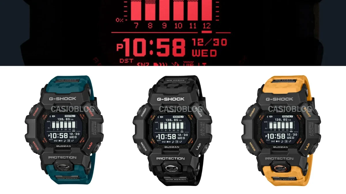 Render bocoran jam tangan Casio G-Shock Mudman GDG-B100 warna sand dengan layar MIP