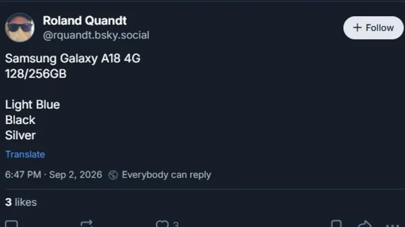 Bocoran Samsung Galaxy A18 4G: Usung Layar AMOLED dan Memori 256 GB