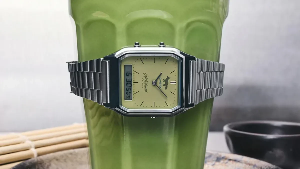 Jam tangan Casio x Café Kitsuné AQ230ECK-3A warna matcha green