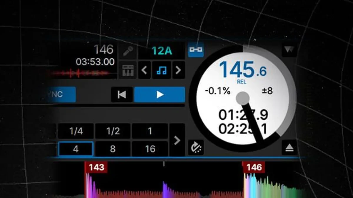 Tampilan antarmuka Serato DJ 5.0 dengan fitur Lucid Beatgrids yang baru