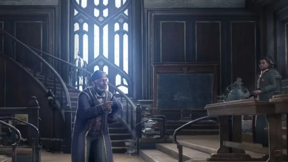 Tangkapan layar gameplay dunia sihir Hogwarts Legacy di Nintendo Switch
