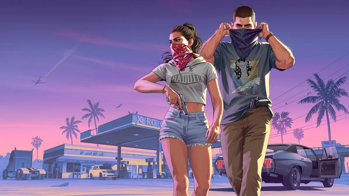 Ilustrasi konsep mekanik kejahatan dan profil kriminal GTA VI