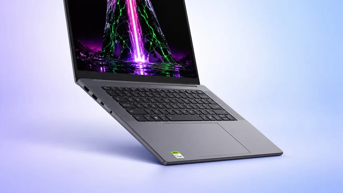 Tampilan depan laptop Lenovo Pro 9n dengan bodi aluminium tipis