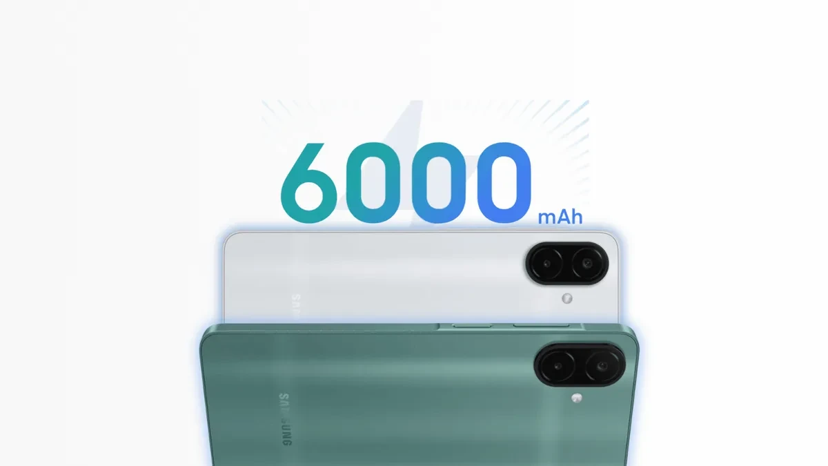 Tampilan desain Samsung Galaxy A08 dengan bodi tipis dan kamera belakang ganda