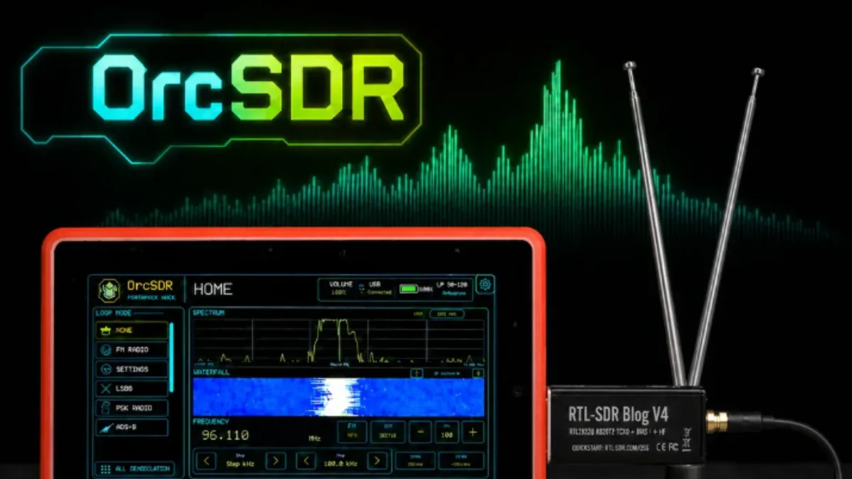 Tablet portabel M5Stack Tab5 dengan antarmuka OrcSDR pemindai sinyal radio