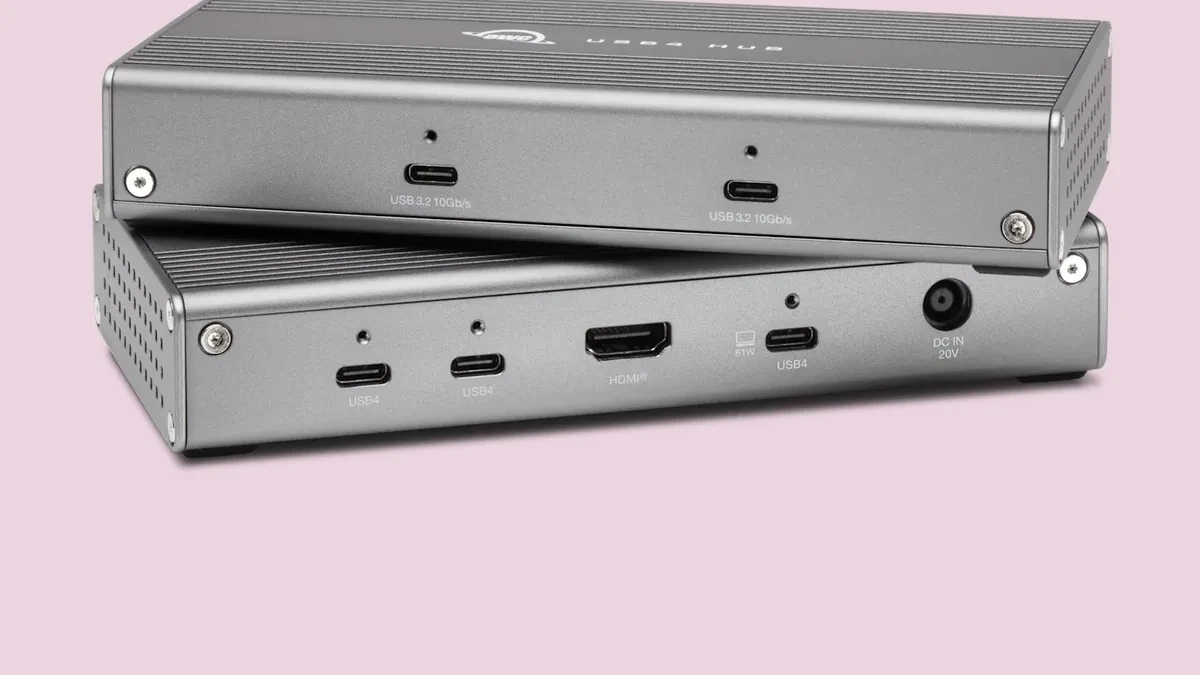 OWC USB4 Hub aluminium ringkas dengan port HDMI 2.1 dan USB-C