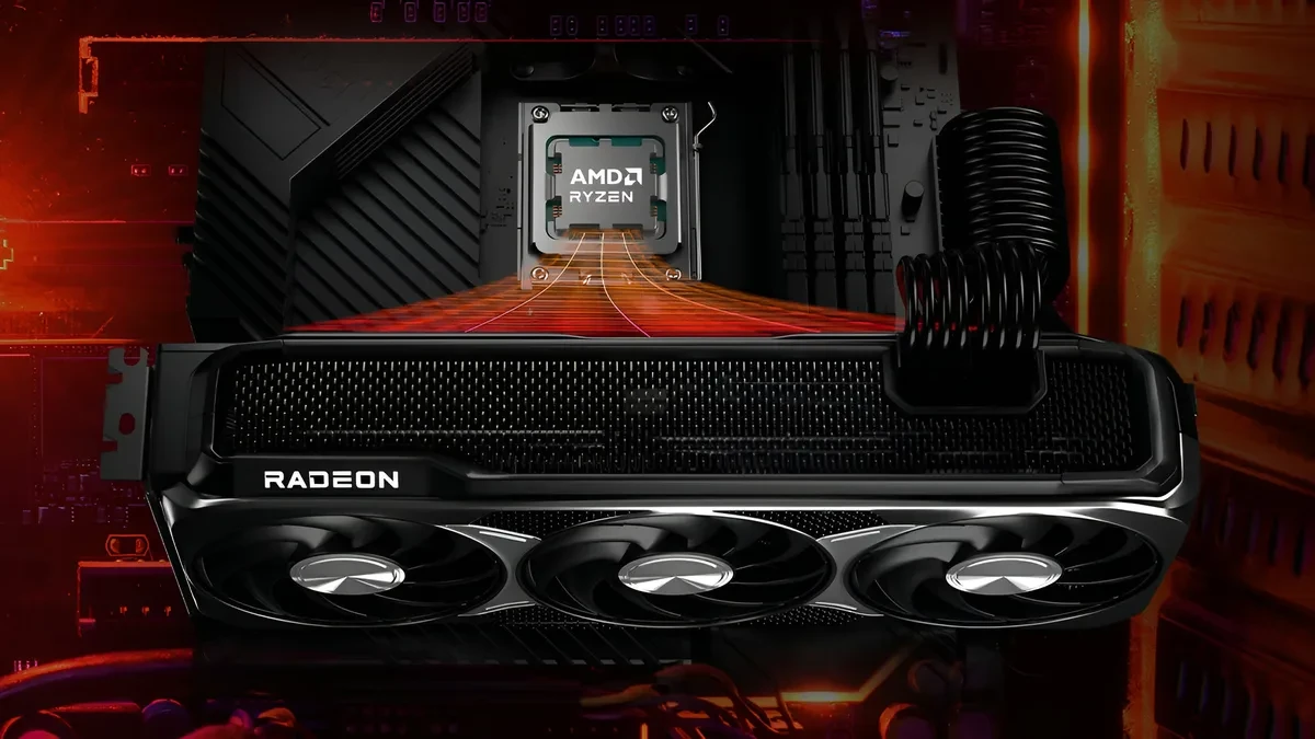 Ilustrasi kartu grafis AMD Radeon yang menjalankan modifikasi DLSS 5